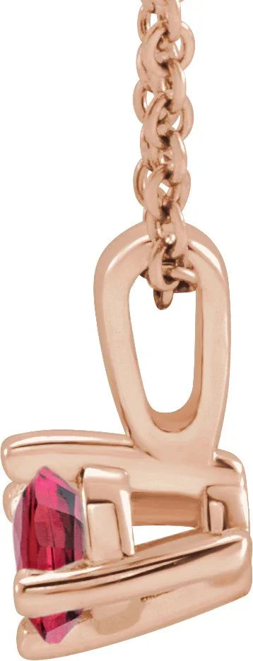 14K Rose 4 mm Lab-Grown Ruby Solitaire 16-18" Necklace 87124:6038:P