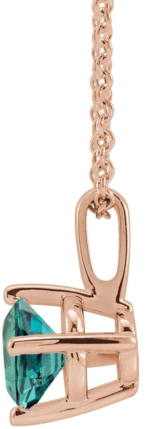 14K Rose 4 mm Lab-Grown Alexandrite Solitaire 16-18" Necklace 87124:6035:P