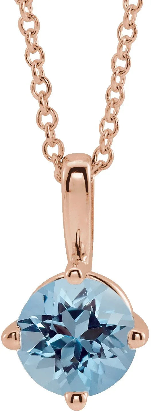 Natural Aquamarine Solitaire Necklace | Yumna Jewelers