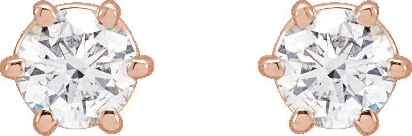 Hexagonal Stud Earrings | 14K Rose Stud Earrings | Yumna Jewelers